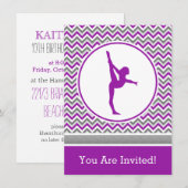 Lila Zickzack Gymnastik-Party Einladung (Vorne/Hinten)