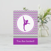 Lila Zickzack Gymnastik-Party Einladung (Stehend Vorderseite)