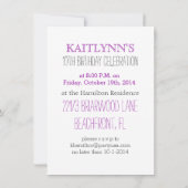 Lila Zickzack Gymnastik-Party Einladung (Rückseite)