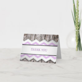 Lila Zickzack & Holz Rustikale Dankeskarten Dankeskarte