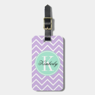 Lila Zickzack mit tadellosem Monogramm Gepäckanhänger