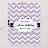 Lila Zickzack, modernes ZigZag-Muster Einladung (Vorne/Hinten)