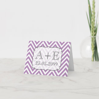 Lila Zickzack Monogram Wedding Dankeschön Karten