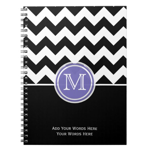 Lila Zickzack Monogramm-Schwarzweiss-Notizbuch Notizblock (Vorderseite)
