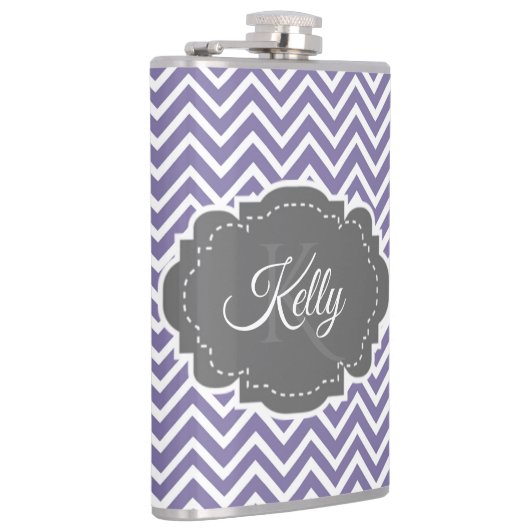 Lila Zickzack Personalisiert Flachmann (Rechts)