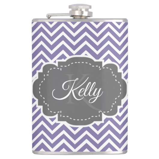 Lila Zickzack Personalisiert Flachmann (Vorderseite)