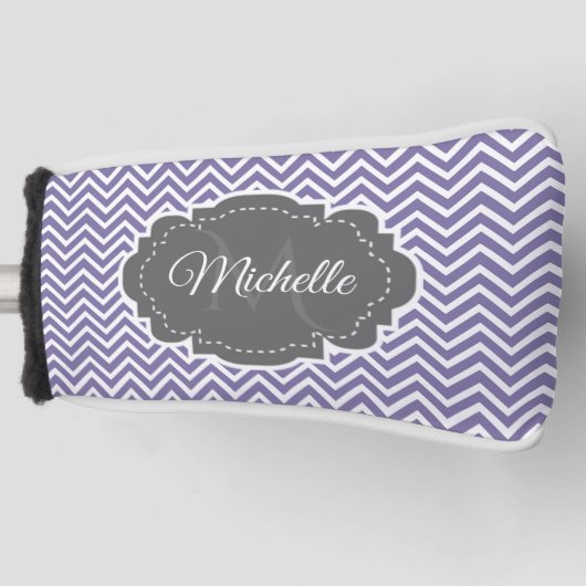 Lila Zickzack Personalisiert Golf Headcover (Vorderseite)