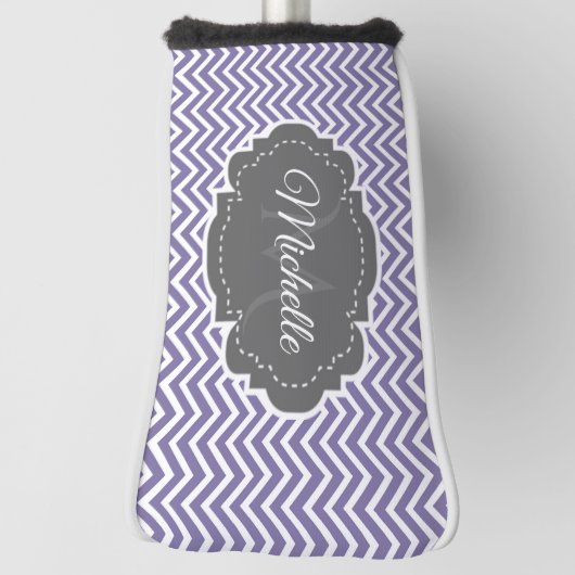 Lila Zickzack Personalisiert Golf Headcover (Rotieren 90)