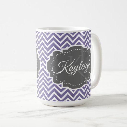 Lila Zickzack Personalisiert Kaffeetasse (VorderseiteRechts)