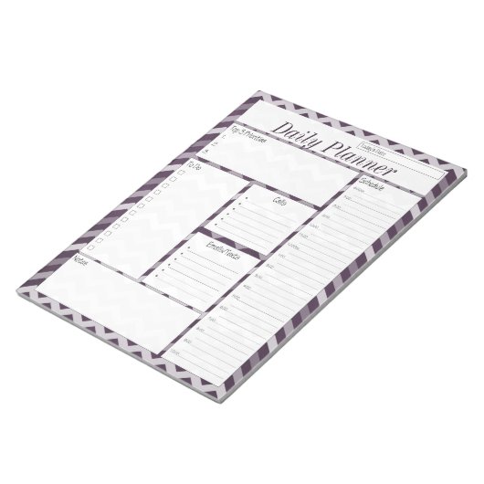 Lila Zickzack Tagesplaner Notizblock (angewinkelt)
