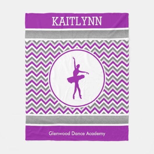 Lila Zickzack Tänzer personalisiert Fleecedecke (Vorderseite)