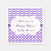 Lila Zickzack und weiße Polka Dots Kinderdusche Serviette (Vorderseite)