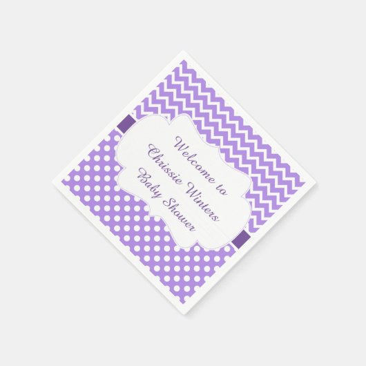 Lila Zickzack und weiße Polka Dots Kinderdusche Serviette (Ecke)