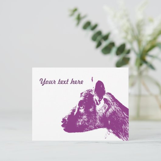 Lila Ziege Postkarte (Stehend Vorderseite)