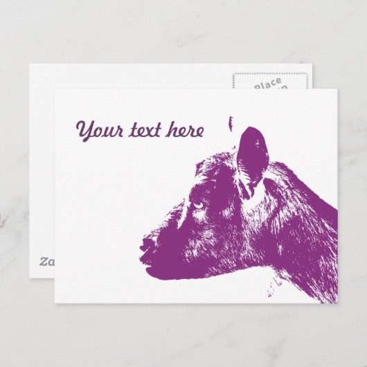Lila Ziege Postkarte (Vorne/Hinten)