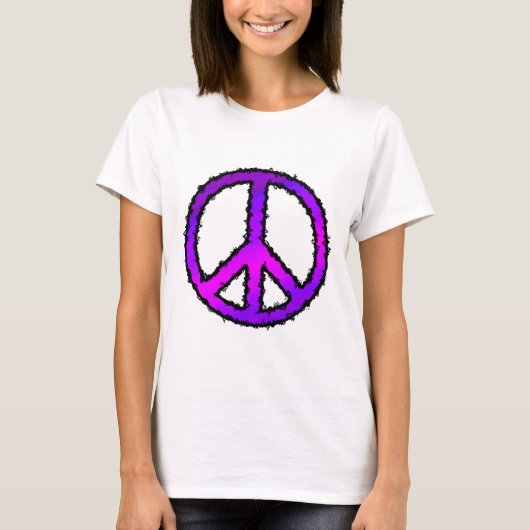 Lila Zig Zag-Friedenszeichen T-Shirt (Vorderseite)