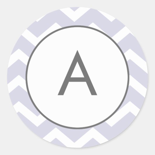 Lila Zig Zag Zickzack Muster Monogramm Runder Aufkleber (Vorderseite)
