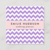 Lila Zigzag, Lila Zickzack, geometrisches Muster Quadratische Visitenkarte (Vorderseite)