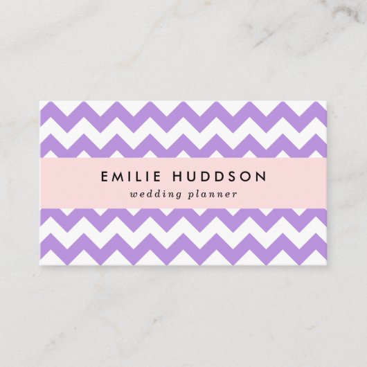 Lila Zigzag, Lila Zickzack, geometrisches Muster Visitenkarte (Vorderseite)