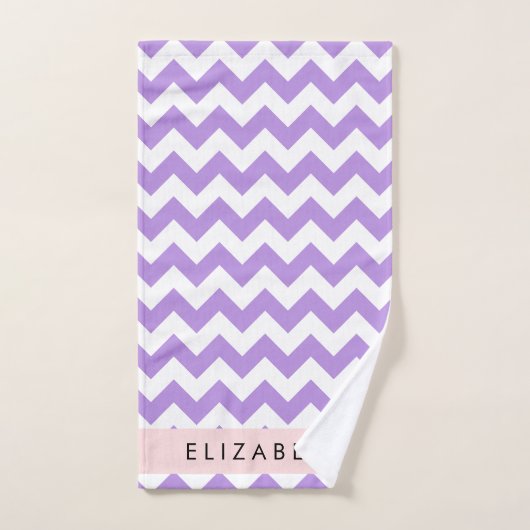 Lila Zigzag, Lila Zickzack, Ihr Name Badhandtuch Set (Handtuch)