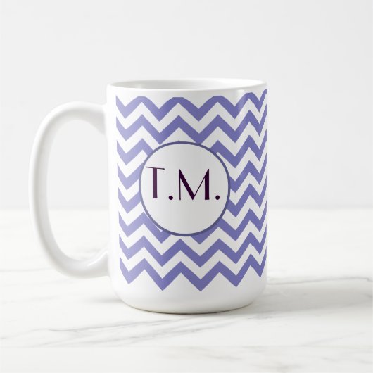 Lila Zigzag Mit Monogramm Kaffeetasse (Links)
