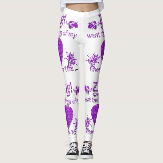 Lila Zing ging mir am Herzen Leggings (Vorderseite)