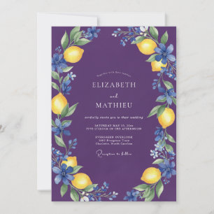 Lila-Zitronen-Eukalyptus-Hochzeit Einladung