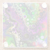 Lila, Zitronengrün, schwarze Fluid Art Glasuntersetzer (Rückseite)