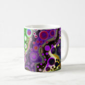 Lila, Zitronengrün, schwarze Fluid Art Kaffeetasse (VorderseiteRechts)