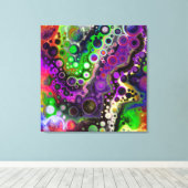 Lila, Zitronengrün, schwarze Fluid Art Leinwanddruck (Insitu (Holzboden))