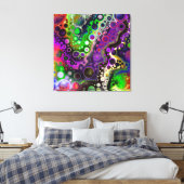 Lila, Zitronengrün, schwarze Fluid Art Leinwanddruck (Insitu (Schlafzimmer))