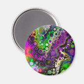 Lila, Zitronengrün, schwarze Fluid Art Magnet (Vorderseite/Rückseite)