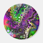 Lila, Zitronengrün, schwarze Fluid Art Magnet (Vorne)