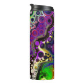 Lila, Zitronengrün, schwarze Fluid Art Thermosbecher (Nach rechts gedreht)