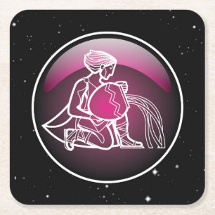 Lila Zodiac Aquarius Rechteckiger Pappuntersetzer