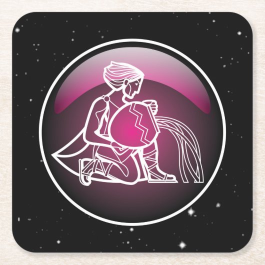 Lila Zodiac Aquarius Rechteckiger Pappuntersetzer (Vorderseite)
