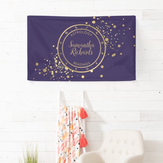 Lila Zodiac Astrologie-Goldstars Banner (Insitu)