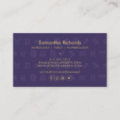 Lila Zodiac Astrologie-Goldstars Visitenkarte (Rückseite)