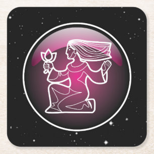 Lila Zodiac Virgo Rechteckiger Pappuntersetzer