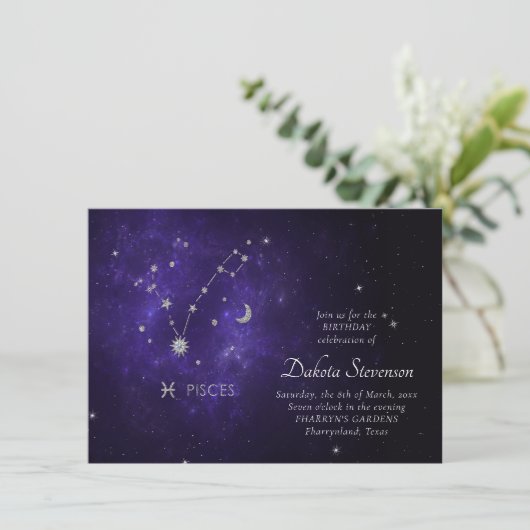 Lila Zodiakiefieber | Kosmisches Astrologie Horosk Einladung (Stehend Vorderseite)