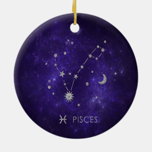 Lila Zodiakiefieber | Kosmisches Astrologie Horosk Keramik Ornament (Hinten)