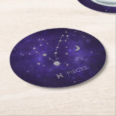 Lila Zodiakiefieber | Kosmisches Astrologie Horosk Runder Pappuntersetzer (Angewinkelt)