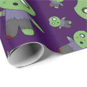 Lila Zombies Geschenkpapier (Rolleneckpunkt)