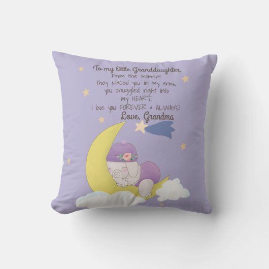 Lila zu meinem Enkeltochter Elefant Custom Kinderz Kissen (Vorderseite)