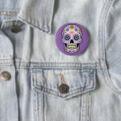 Lila Zuckerschädel Button (Beispiel)