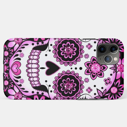 Lila Zuckerschädel Case-Mate iPhone Hülle (Rückseite (Horizontal))