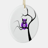 Lila Zuckerschädel-Eule in der Baum-Verzierung Keramikornament (Rechts)