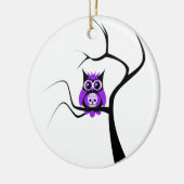 Lila Zuckerschädel-Eule in der Baum-Verzierung Keramikornament (Links)
