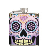 Lila Zuckerschädel Flachmann (Vorderseite)