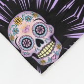 Lila Zuckerschädel Fleecedecke (Ecke)